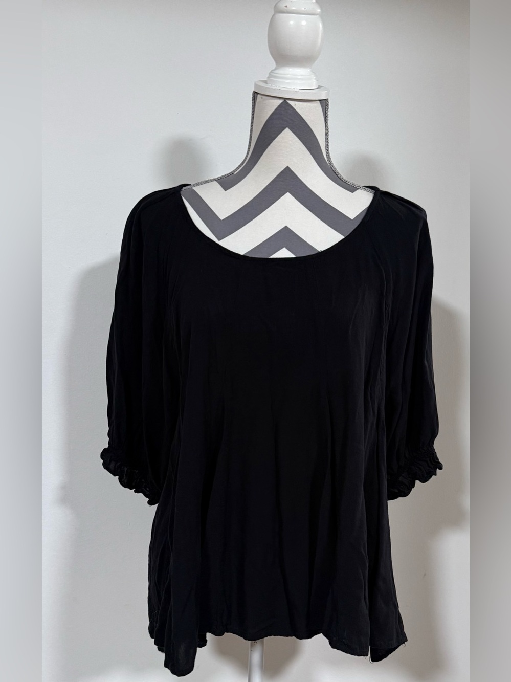 Umgee Women's Black Ultra Flowy Boho Peasant Blouse Size 1XL